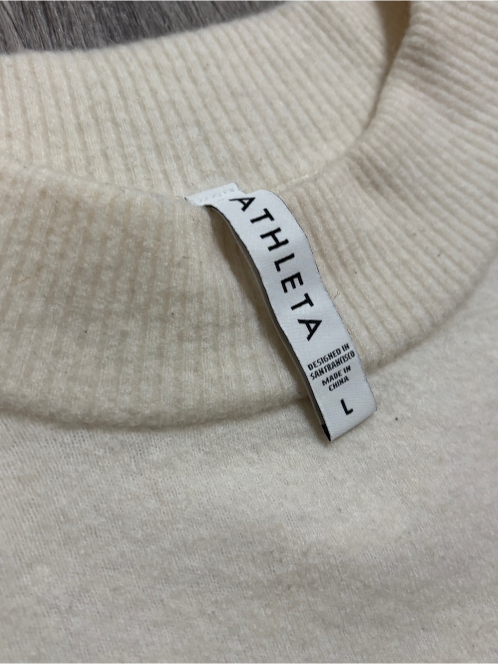 ATHLETA Women’s Ivory Merino Wool Blend Neck Pullover Sweater Size L